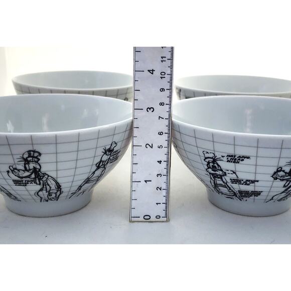 BOWLS-DISNEY-SKETCH BOOK-GOOFY-White-Black-Noodle-Cereal-Soup-Snacks-Set of 4 - Picture 11 of 12